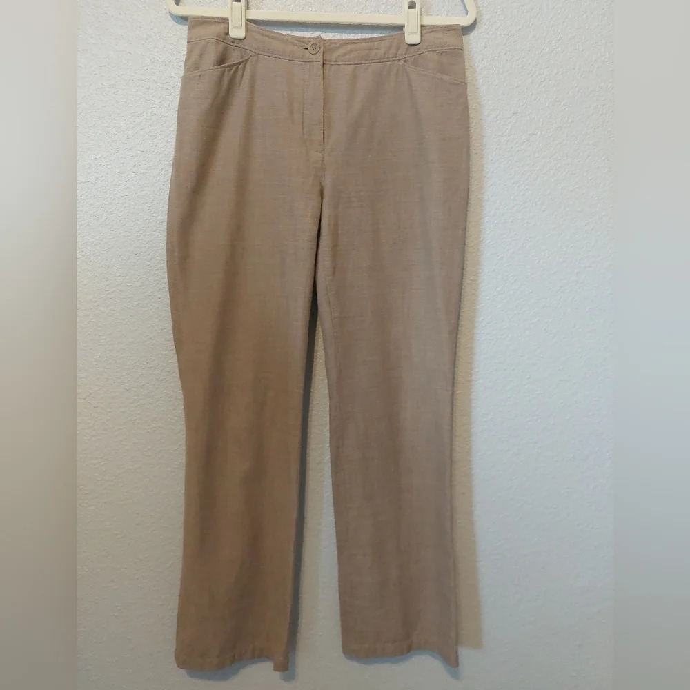 Eileen Fisher Linen 31X32 Trousers Dress Pants Tan beige neutral minimalist